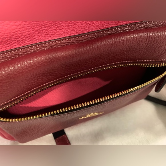 Coach Pink Ruby Charlie Block Medium Pebbled Leather Backpack NEW WITH TAGS - Picture 7 of 16